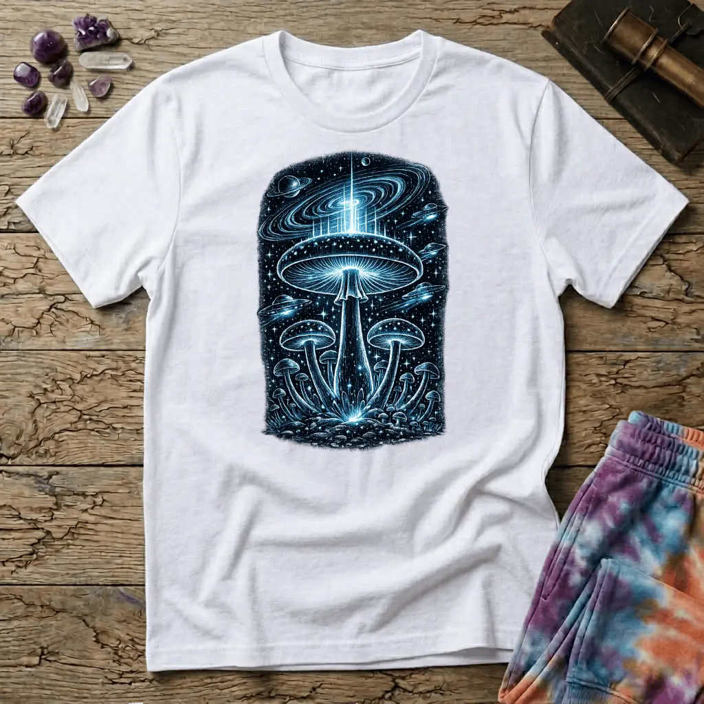 Printify T-Shirt Myco Spaceships Mushrooms T-Shirt Mushroom Magic Mushroom T-Shirt