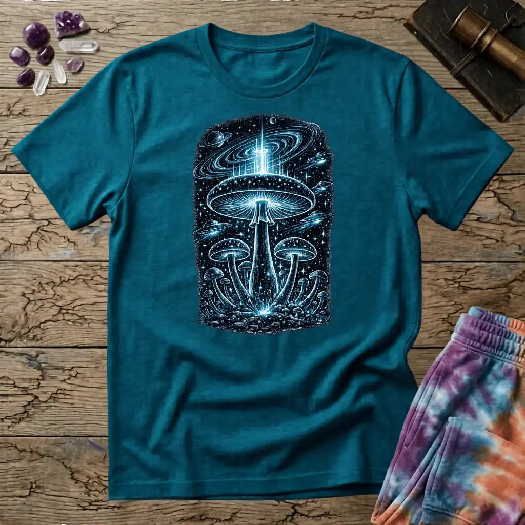 Printify T-Shirt Myco Spaceships Mushrooms T-Shirt Mushroom Magic Mushroom T-Shirt