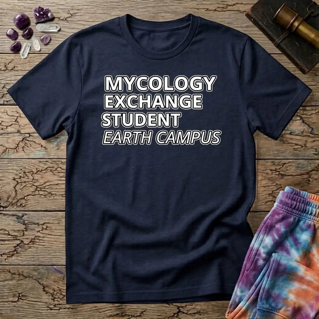 Printify T-Shirt Mycology Exchange Student Earth Campus T-Shirt Mushroom Magic Mushroom T-Shirt
