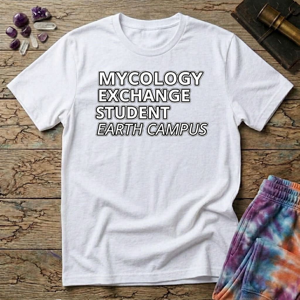 Printify T-Shirt Mycology Exchange Student Earth Campus T-Shirt Mushroom Magic Mushroom T-Shirt