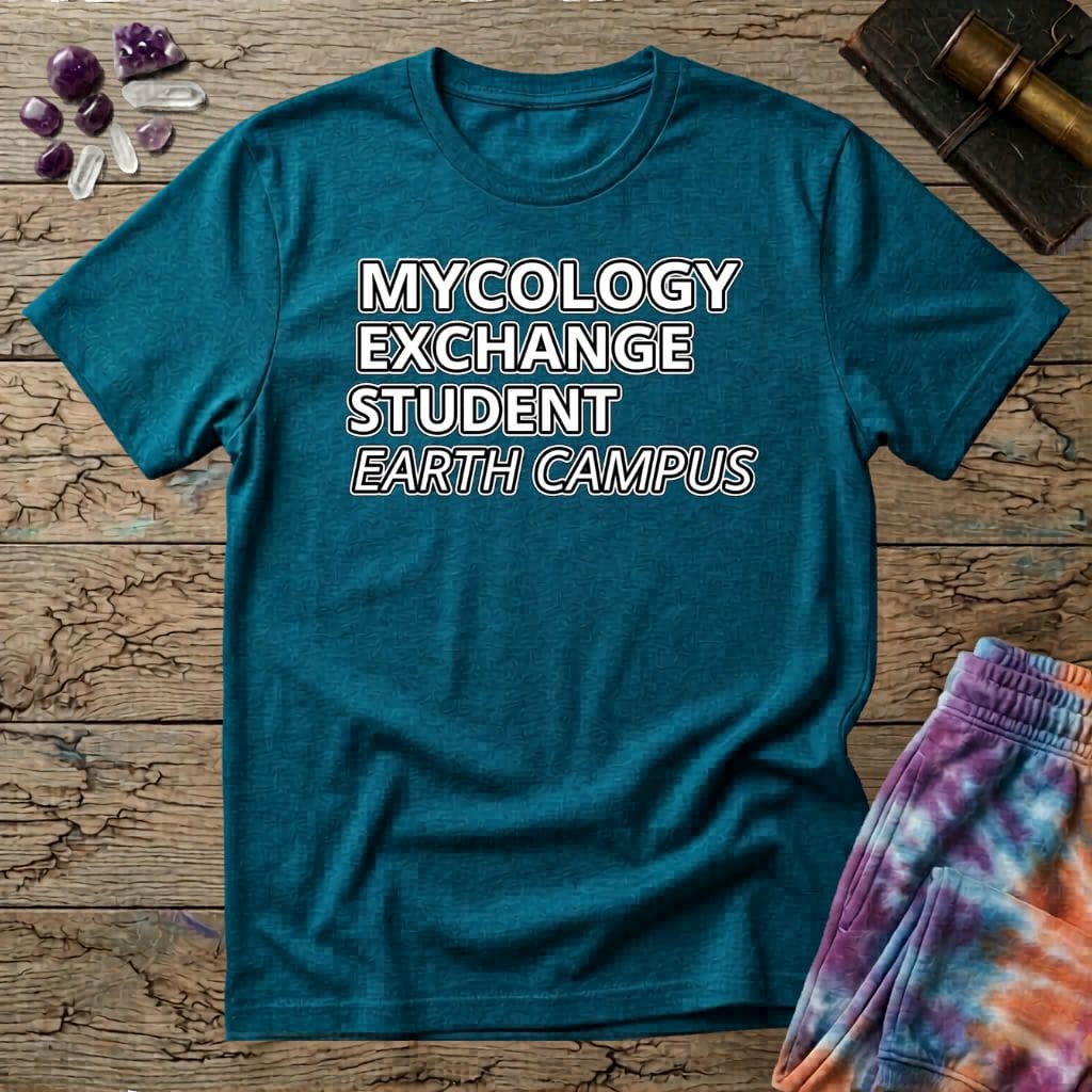 Printify T-Shirt Mycology Exchange Student Earth Campus T-Shirt Mushroom Magic Mushroom T-Shirt