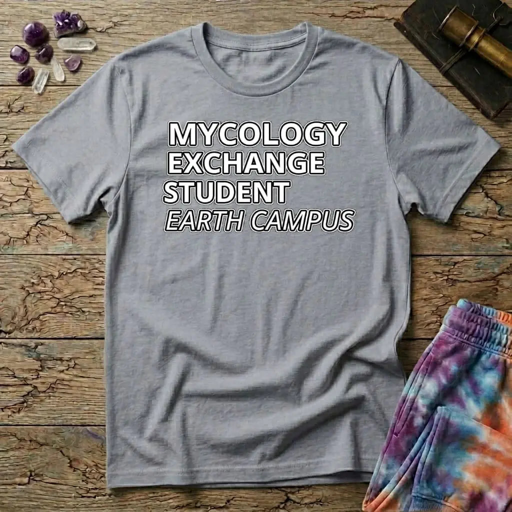 Printify T-Shirt Mycology Exchange Student Earth Campus T-Shirt Mushroom Magic Mushroom T-Shirt