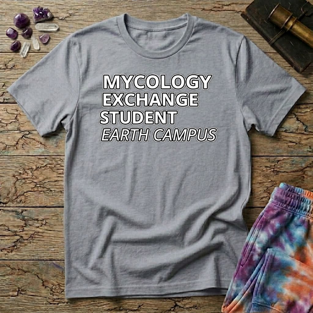 Printify T-Shirt Mycology Exchange Student Earth Campus T-Shirt Mushroom Magic Mushroom T-Shirt