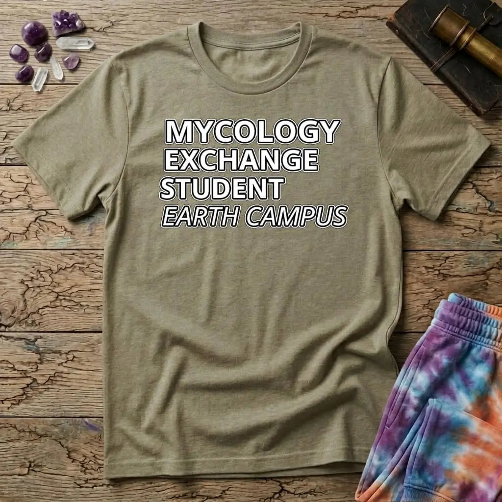 Printify T-Shirt Mycology Exchange Student Earth Campus T-Shirt Mushroom Magic Mushroom T-Shirt