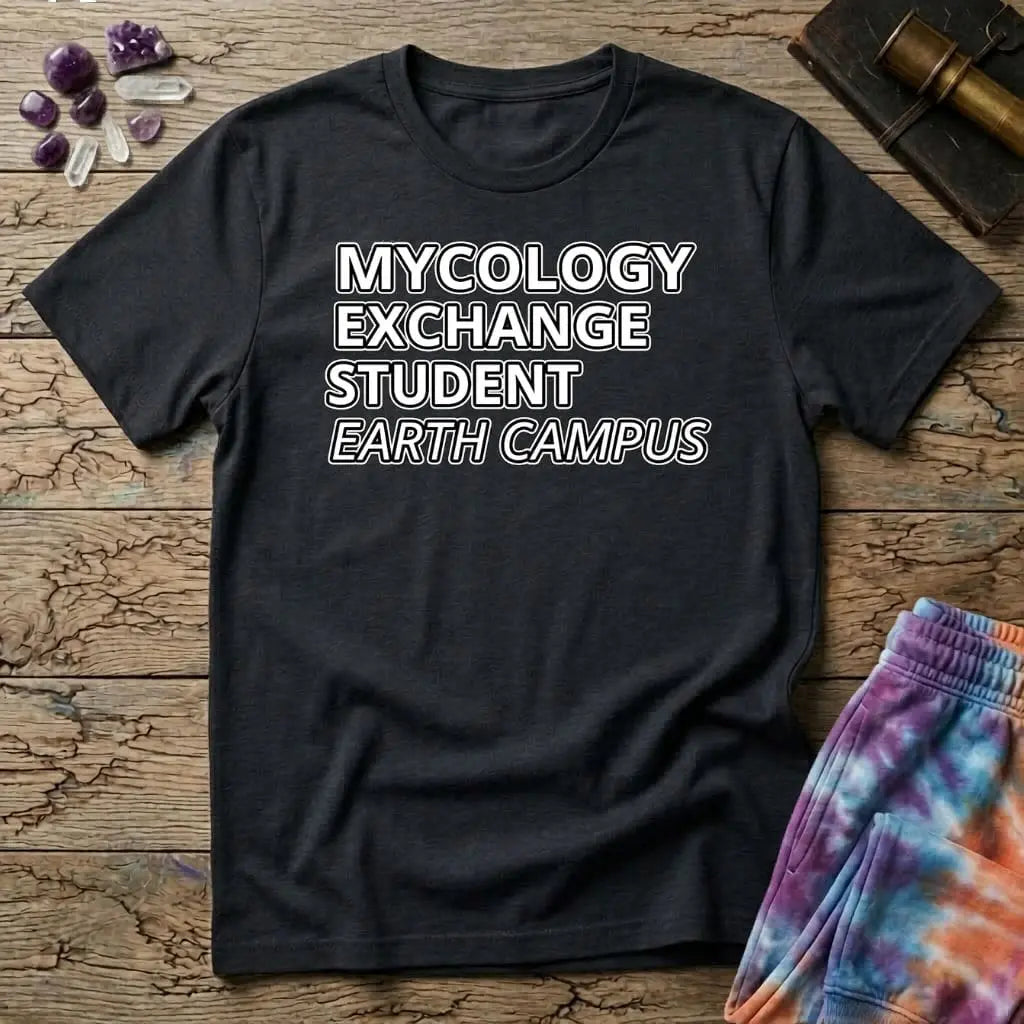 Printify T-Shirt Mycology Exchange Student Earth Campus T-Shirt Mushroom Magic Mushroom T-Shirt