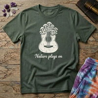 Printify T-Shirt Nature Plays On Mushroom Guitar T-Shirt Mushroom Magic Mushroom T-Shirt