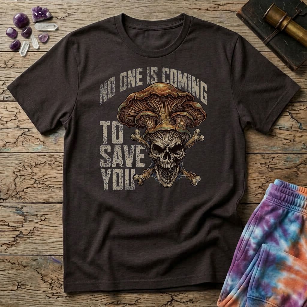 Printify T-Shirt No One Is Coming To Save You T-Shirt Mushroom Magic Mushroom T-Shirt