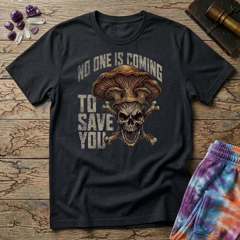 Printify T-Shirt No One Is Coming To Save You T-Shirt Mushroom Magic Mushroom T-Shirt