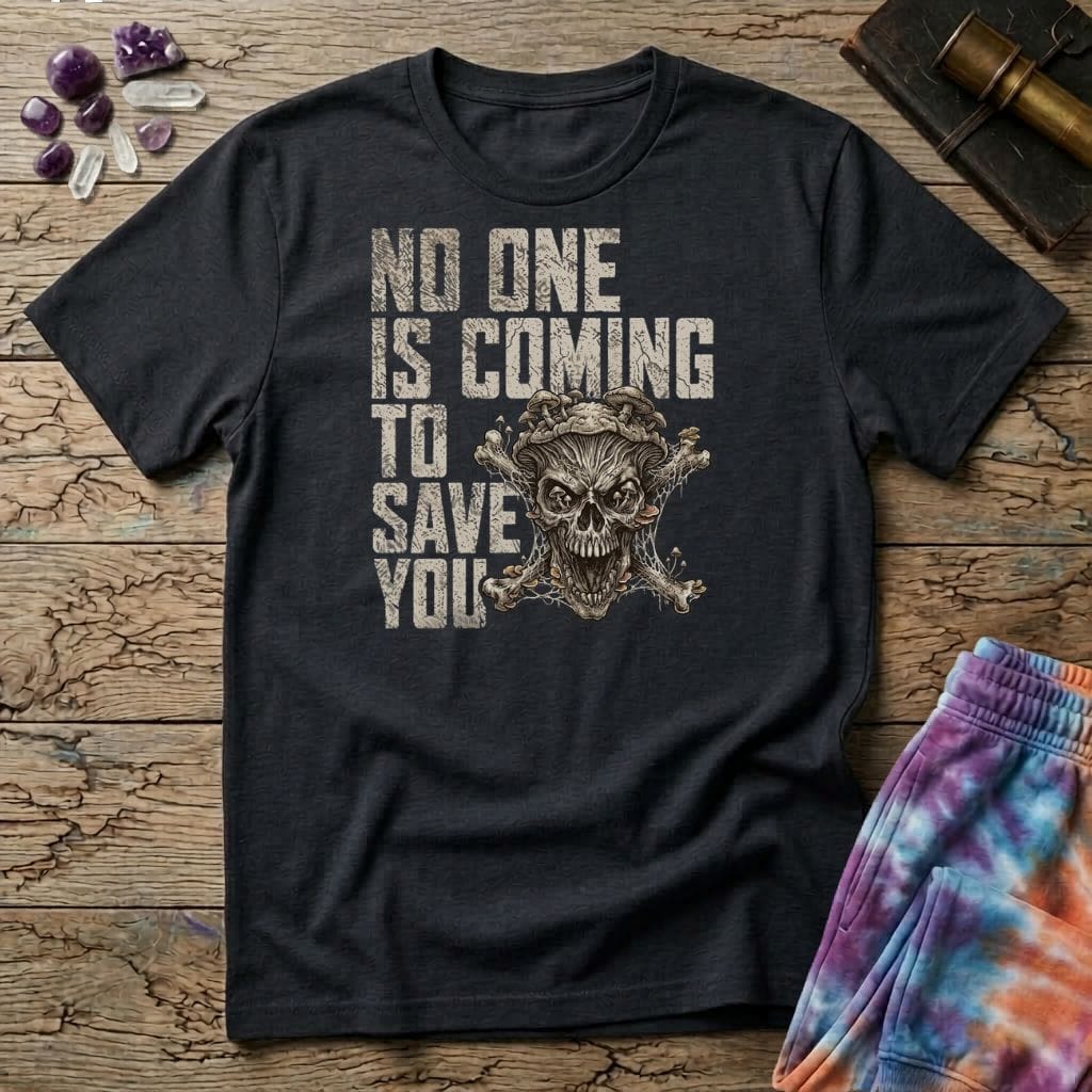 Printify T-Shirt No One Is Coming To Save You T-Shirt Mushroom Magic Mushroom T-Shirt
