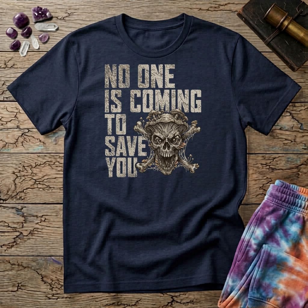 Printify T-Shirt No One Is Coming To Save You T-Shirt Mushroom Magic Mushroom T-Shirt