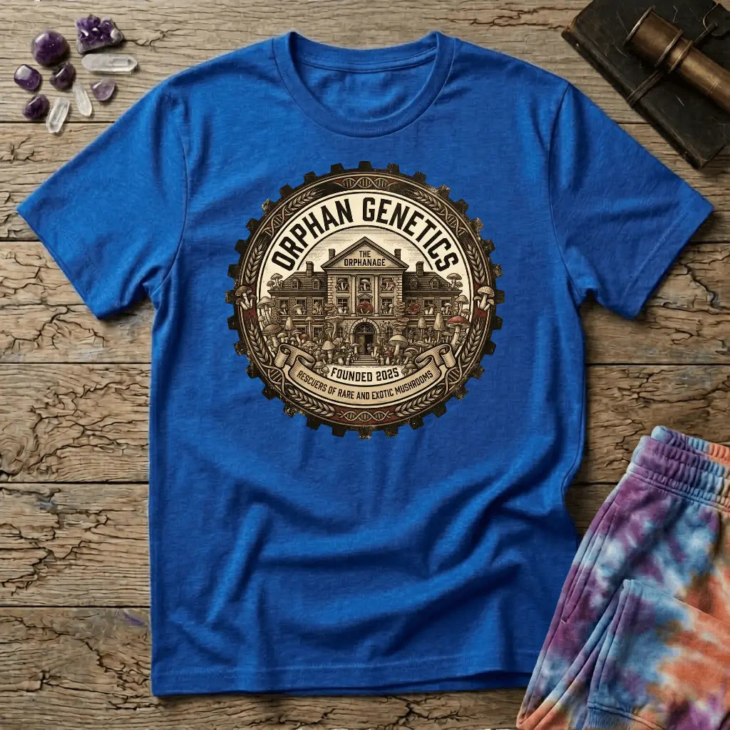 Printify T-Shirt Orphan Genetics Mushroom Mycology Thornton Colorado T-Shirt Mushroom Magic Mushroom T-Shirt