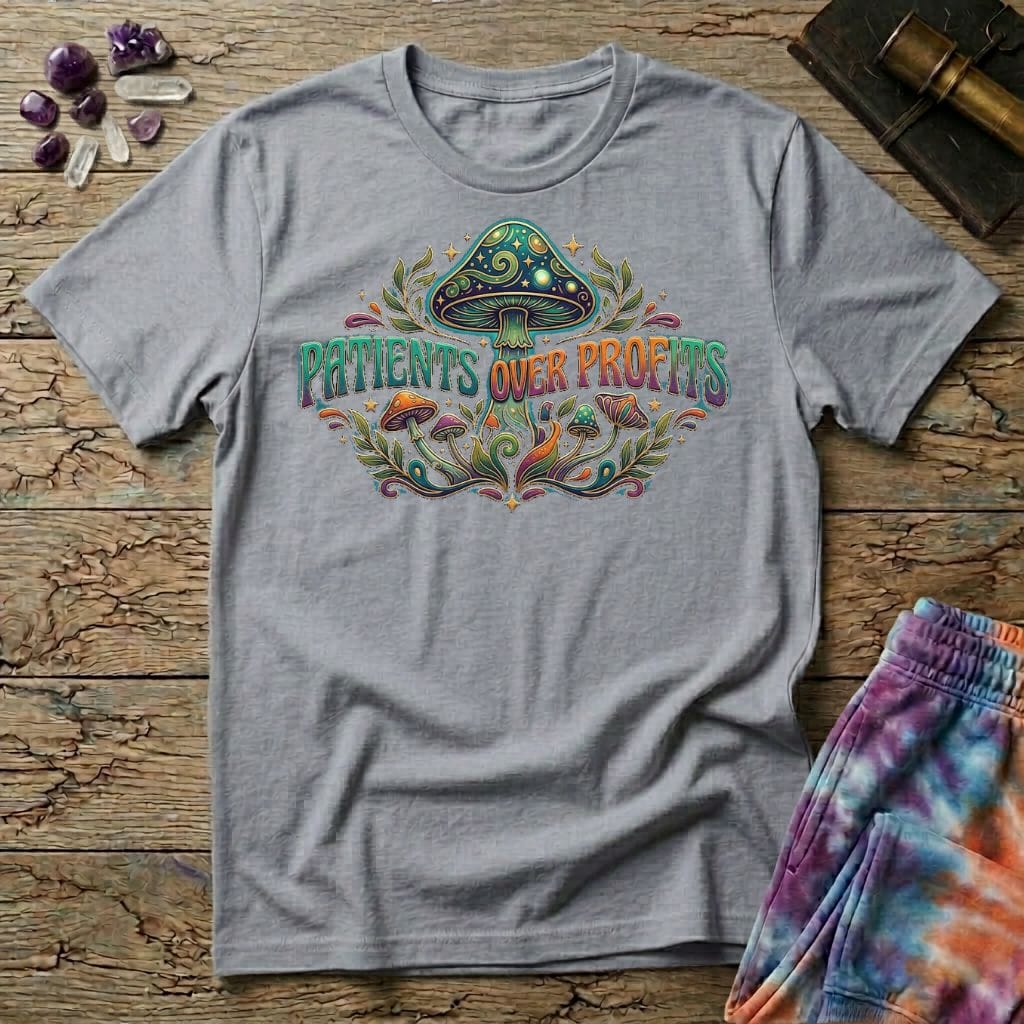 Printify T-Shirt Patients Over Profits Mushroom T-Shirt Mushroom Magic Mushroom T-Shirt