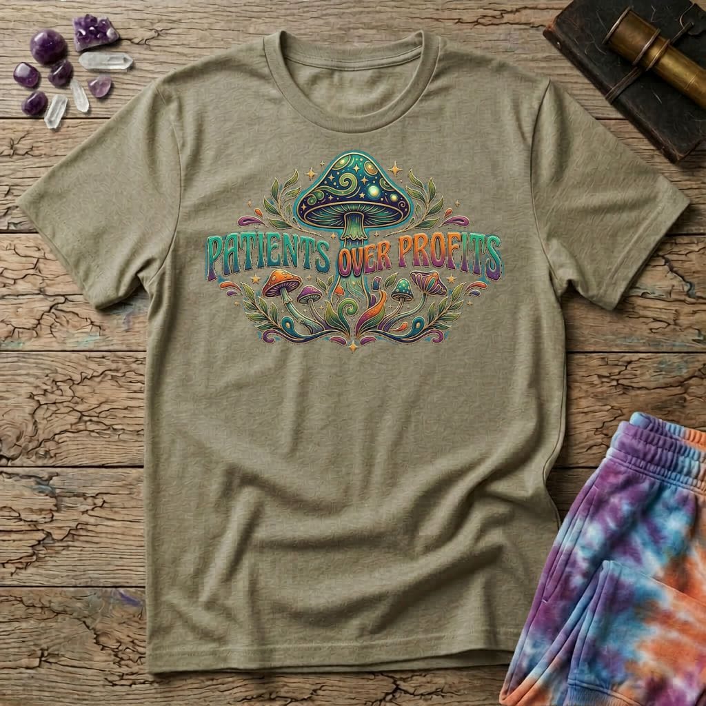 Printify T-Shirt Patients Over Profits Mushroom T-Shirt Mushroom Magic Mushroom T-Shirt