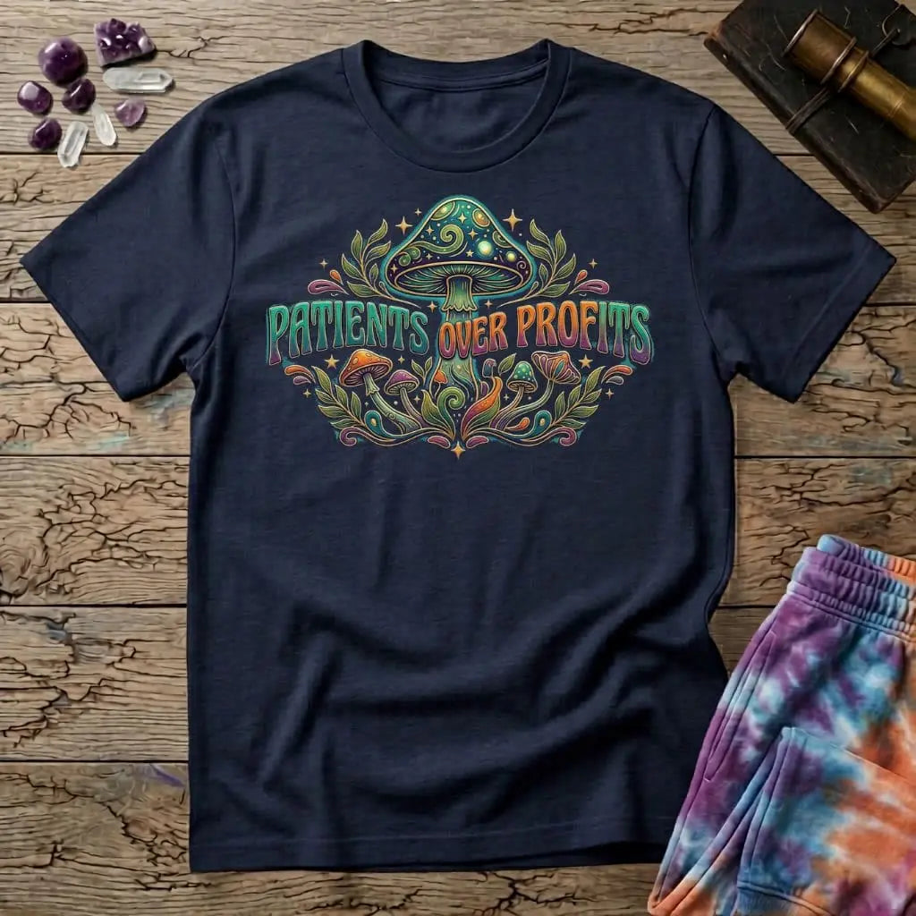 Printify T-Shirt Patients Over Profits Mushroom T-Shirt Mushroom Magic Mushroom T-Shirt