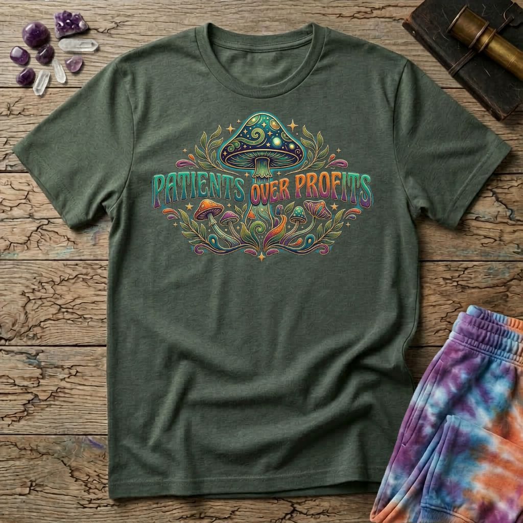 Printify T-Shirt Patients Over Profits Mushroom T-Shirt Mushroom Magic Mushroom T-Shirt