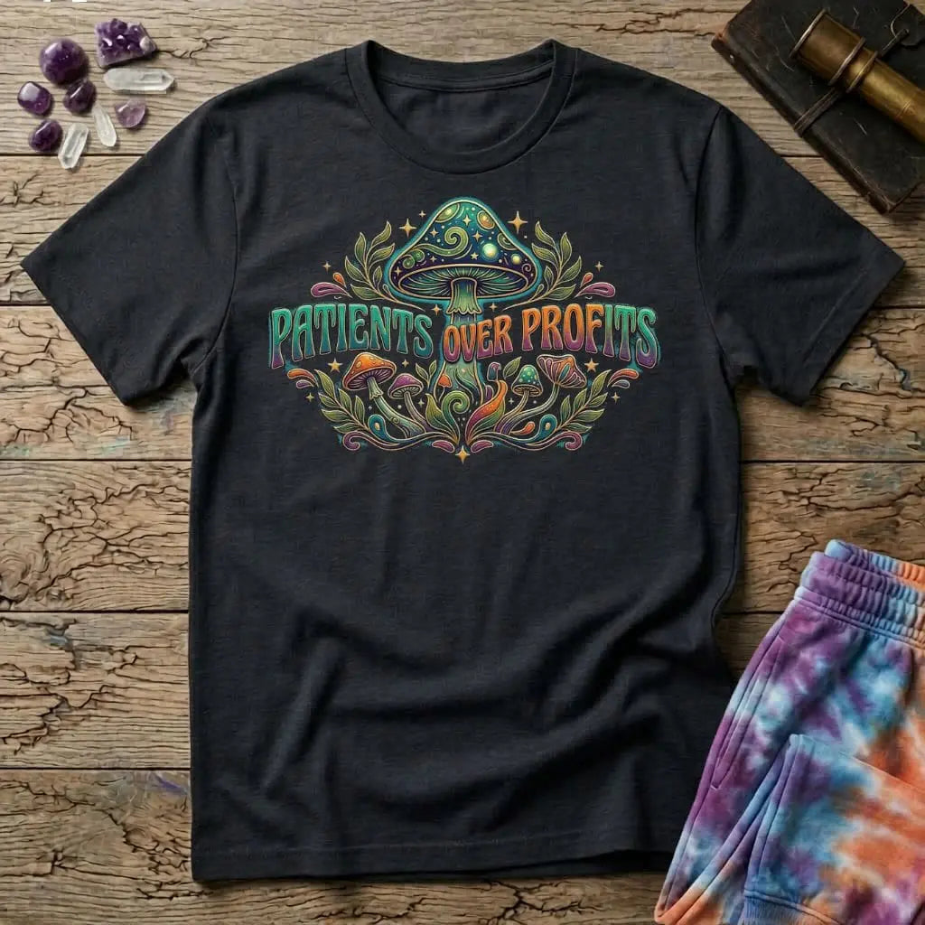 Printify T-Shirt Patients Over Profits Mushroom T-Shirt Mushroom Magic Mushroom T-Shirt