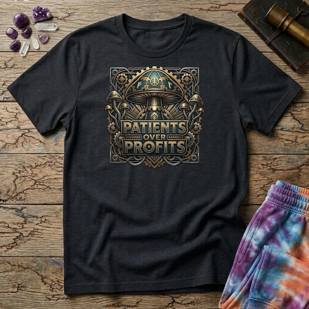Printify T-Shirt Patients Over Profits Too T-Shirt Mushroom Magic Mushroom T-Shirt