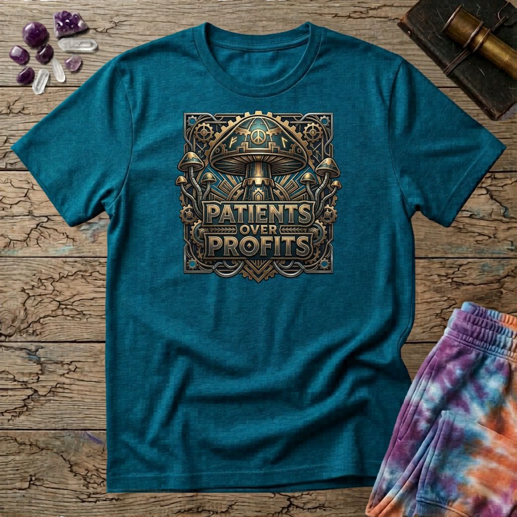 Printify T-Shirt Patients Over Profits Too T-Shirt Mushroom Magic Mushroom T-Shirt