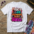 Printify T-Shirt Peace Love Mushrooms Heavy Bass T-Shirt Mushroom Magic Mushroom T-Shirt