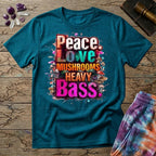 Printify T-Shirt Peace Love Mushrooms Heavy Bass T-Shirt Mushroom Magic Mushroom T-Shirt