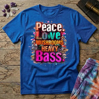 Printify T-Shirt Peace Love Mushrooms Heavy Bass T-Shirt Mushroom Magic Mushroom T-Shirt