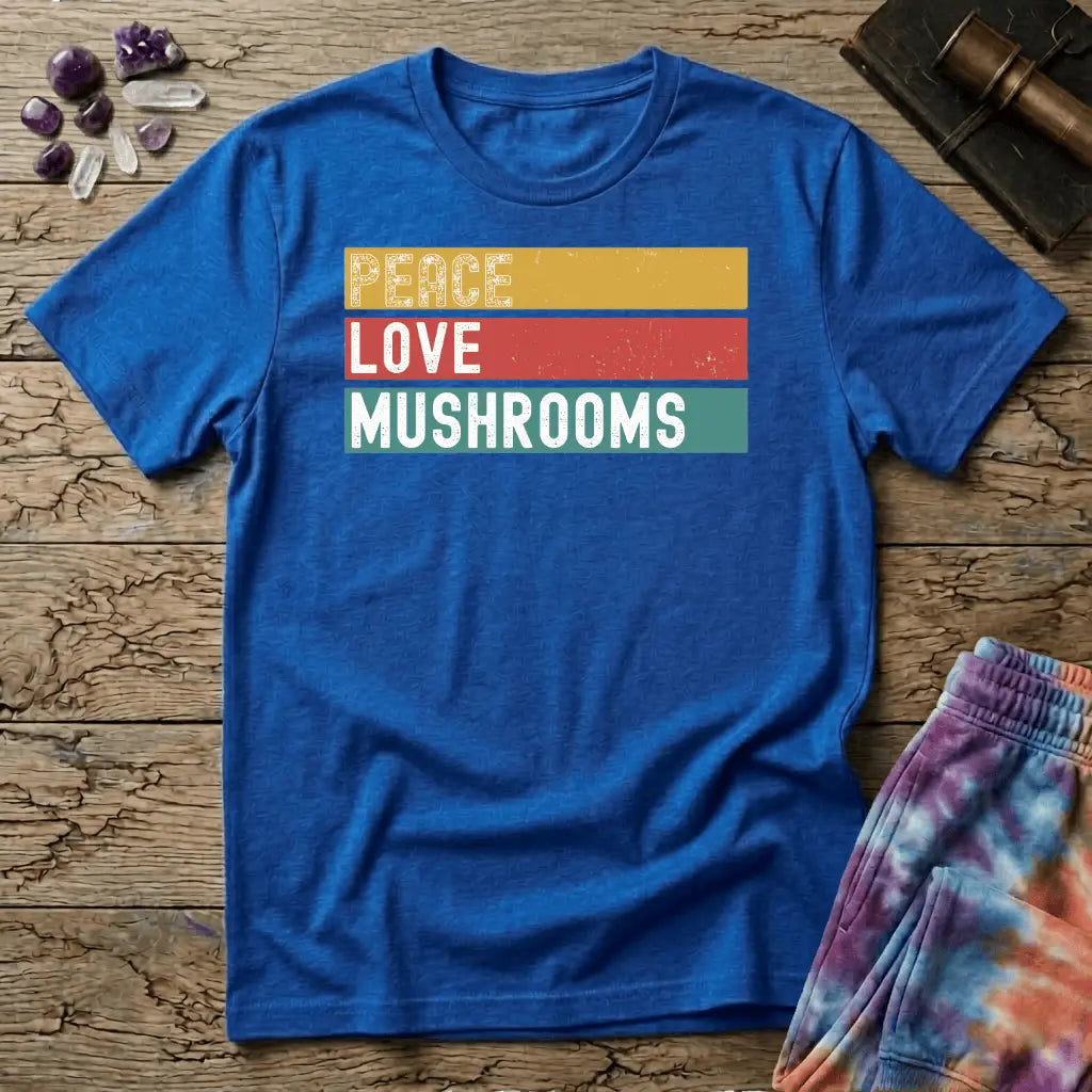 Printify T-Shirt Peace Love Mushrooms T-Shirt Mushroom Magic Mushroom T-Shirt