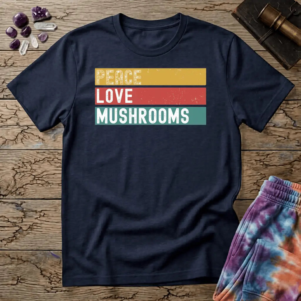 Printify T-Shirt Peace Love Mushrooms T-Shirt Mushroom Magic Mushroom T-Shirt