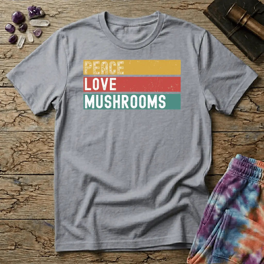 Printify T-Shirt Peace Love Mushrooms T-Shirt Mushroom Magic Mushroom T-Shirt