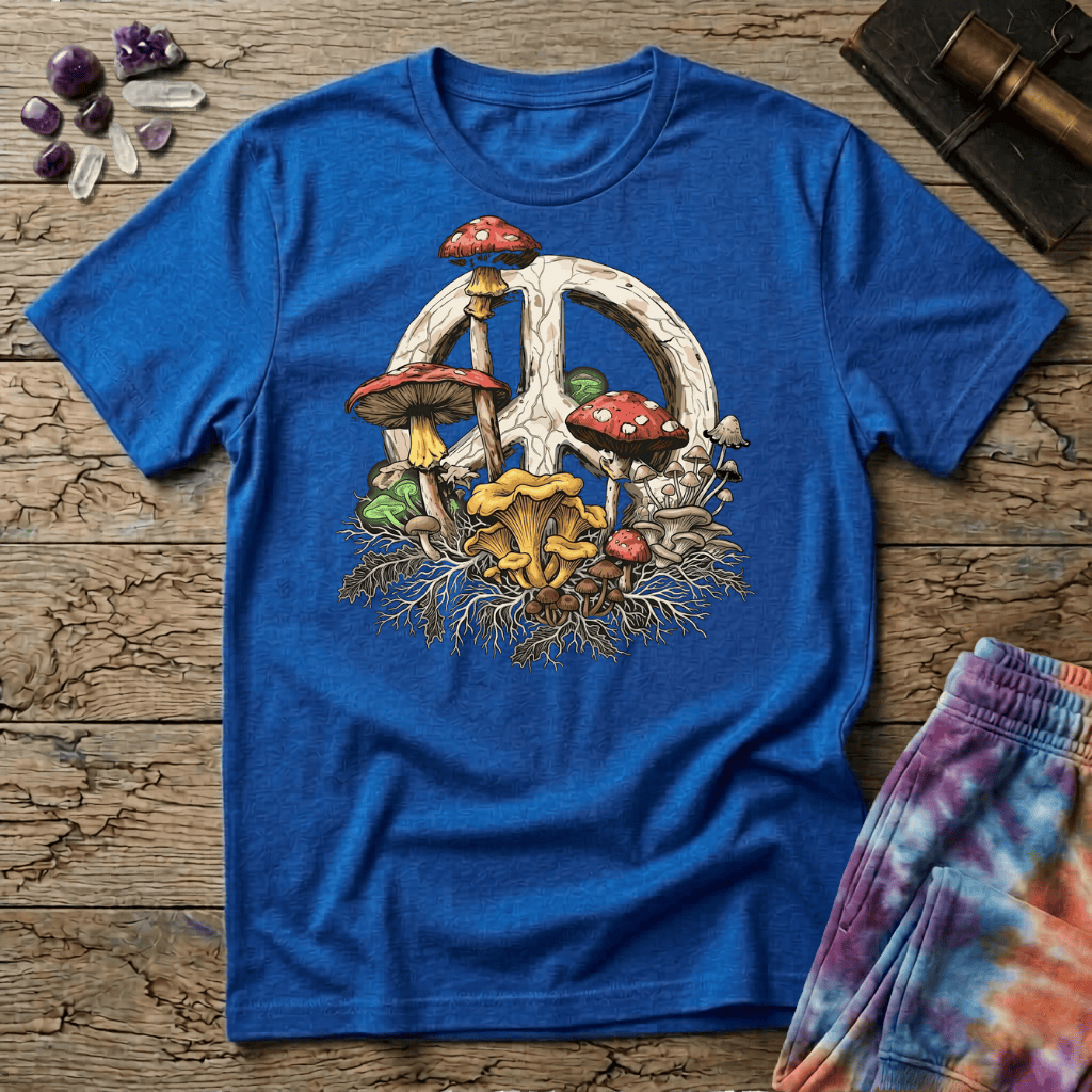 Printify T-Shirt Peace Sign Mushroom T-Shirt Mushroom Magic Mushroom T-Shirt
