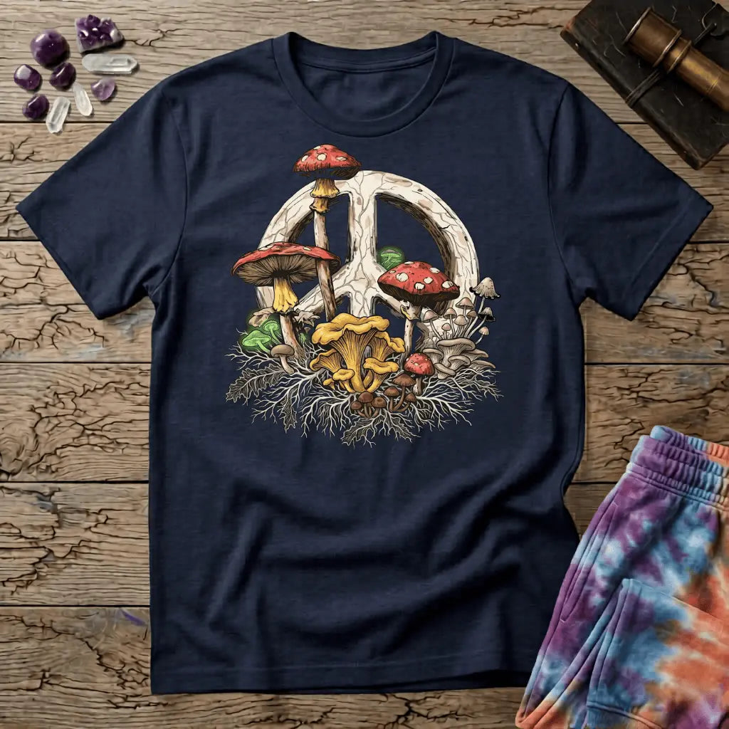 Printify T-Shirt Peace Sign Mushroom T-Shirt Mushroom Magic Mushroom T-Shirt