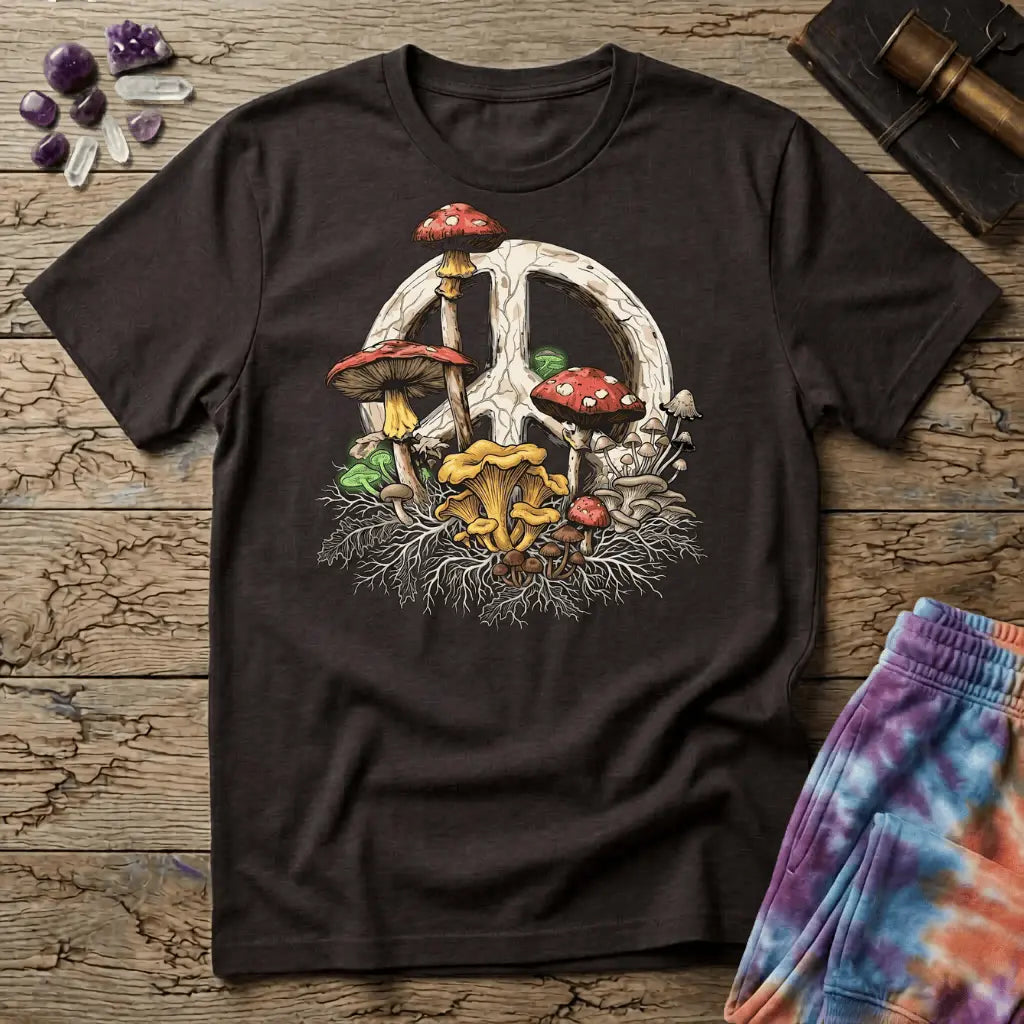 Printify T-Shirt Peace Sign Mushroom T-Shirt Mushroom Magic Mushroom T-Shirt