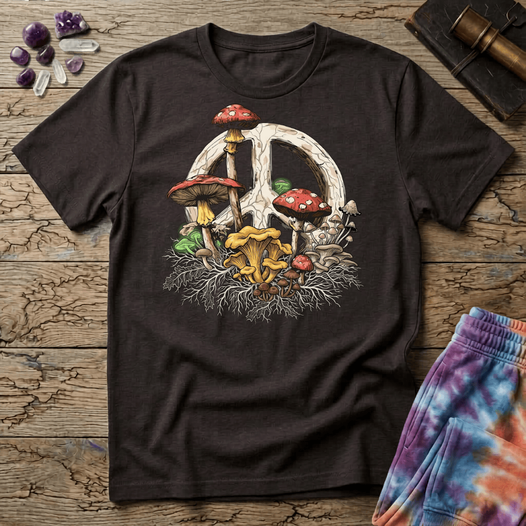 Printify T-Shirt Peace Sign Mushroom T-Shirt Mushroom Magic Mushroom T-Shirt