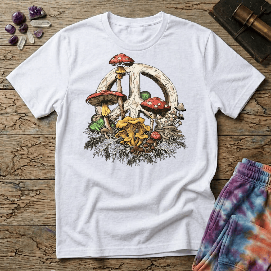 Printify T-Shirt Peace Sign Mushroom T-Shirt Mushroom Magic Mushroom T-Shirt