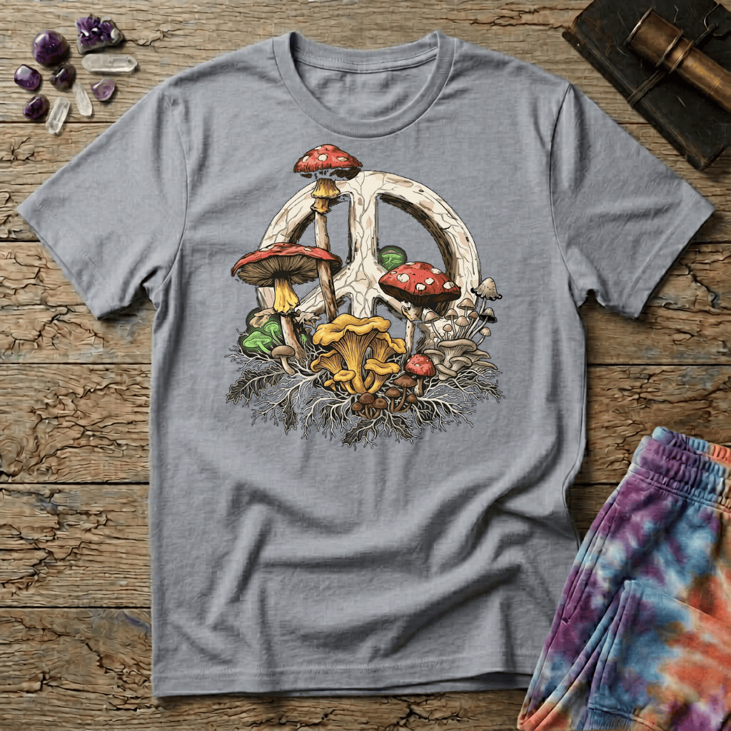 Printify T-Shirt Peace Sign Mushroom T-Shirt Mushroom Magic Mushroom T-Shirt