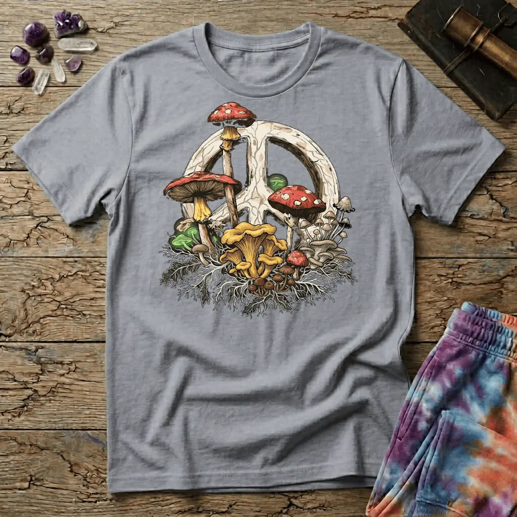 Printify T-Shirt Peace Sign Mushroom T-Shirt Mushroom Magic Mushroom T-Shirt