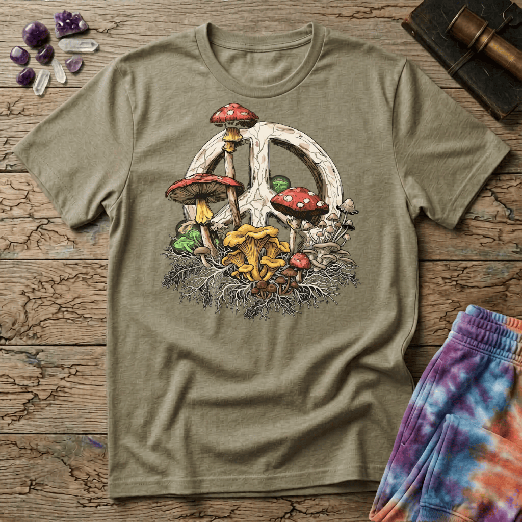 Printify T-Shirt Peace Sign Mushroom T-Shirt Mushroom Magic Mushroom T-Shirt