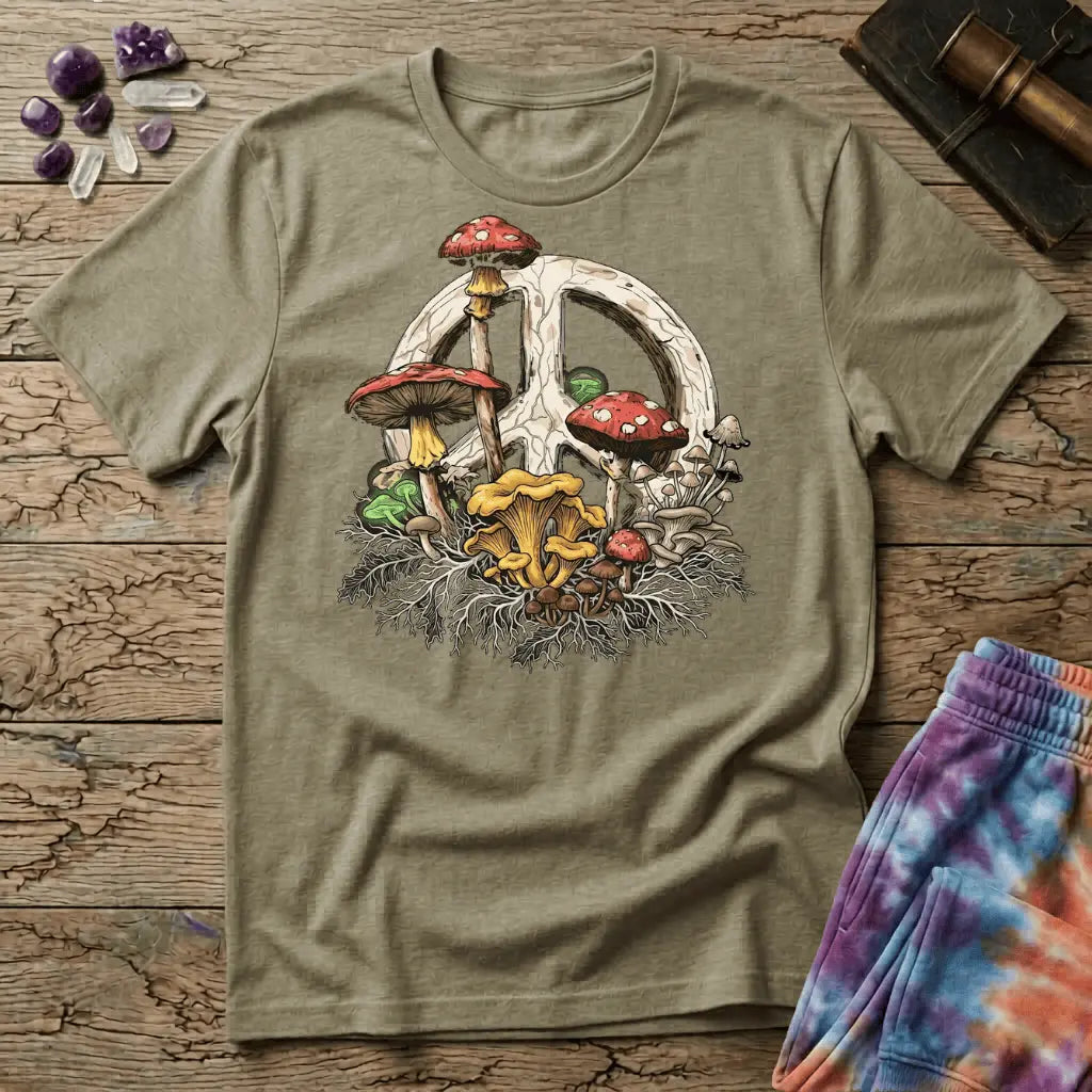 Printify T-Shirt Peace Sign Mushroom T-Shirt Mushroom Magic Mushroom T-Shirt