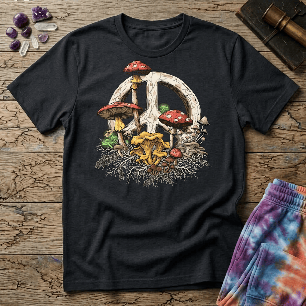 Printify T-Shirt Peace Sign Mushroom T-Shirt Mushroom Magic Mushroom T-Shirt
