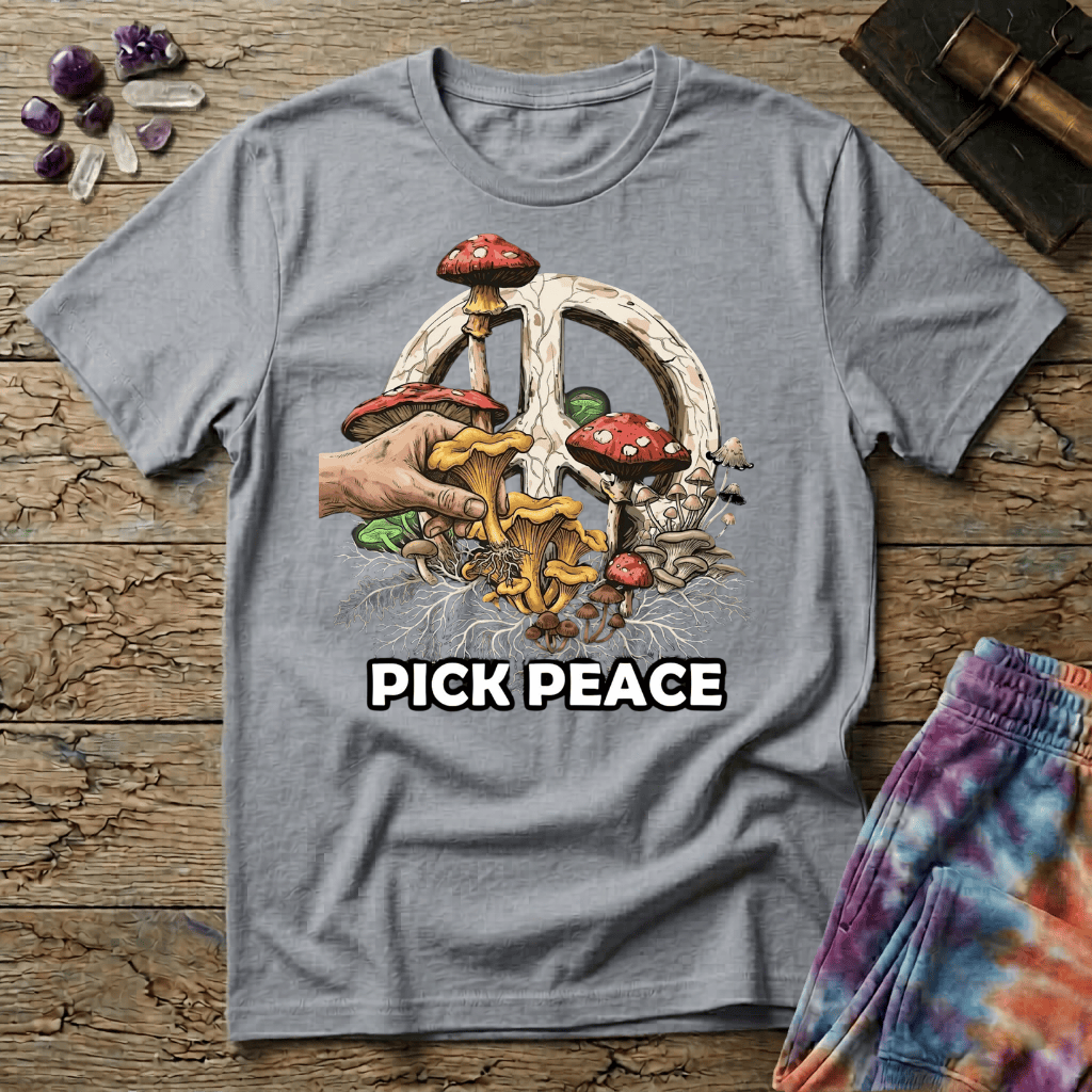 Printify T-Shirt Pick Peace Mushroom T-Shirt Mushroom Magic Mushroom T-Shirt