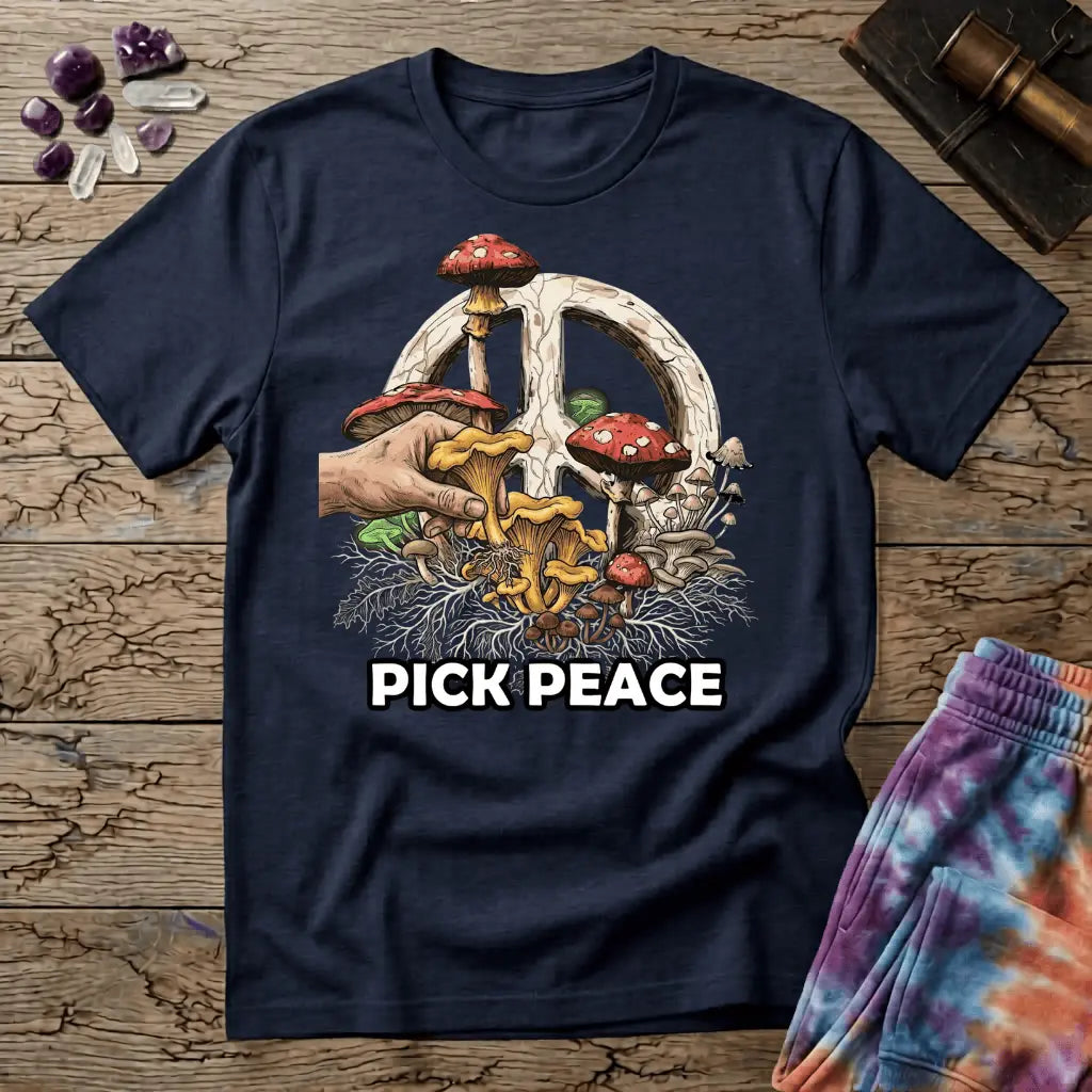 Printify T-Shirt Pick Peace Mushroom T-Shirt Mushroom Magic Mushroom T-Shirt