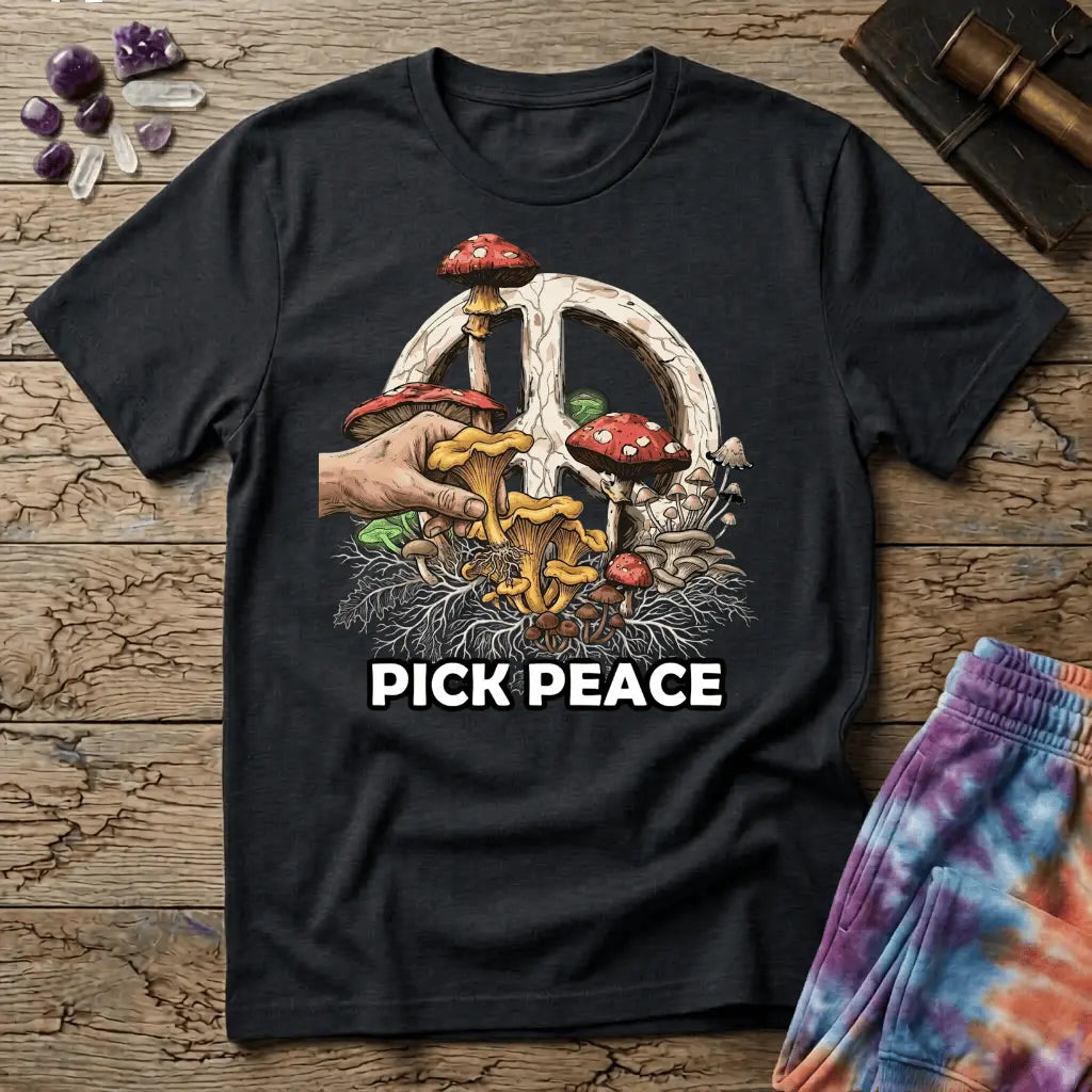 Printify T-Shirt Pick Peace Mushroom T-Shirt Mushroom Magic Mushroom T-Shirt
