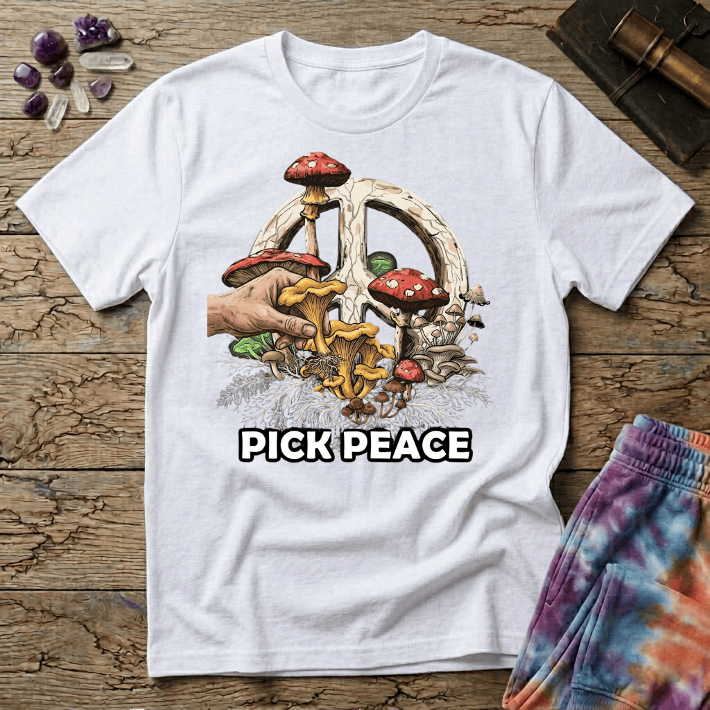 Printify T-Shirt Pick Peace Mushroom T-Shirt Mushroom Magic Mushroom T-Shirt