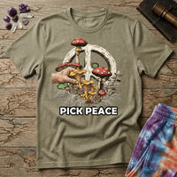Printify T-Shirt Pick Peace Mushroom T-Shirt Mushroom Magic Mushroom T-Shirt