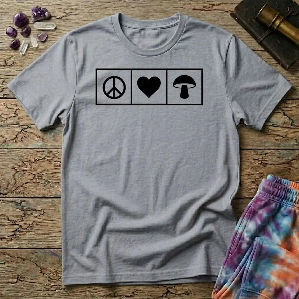Printify T-Shirt Piece Heart Mushroom T-Shirt Mushroom Magic Mushroom T-Shirt
