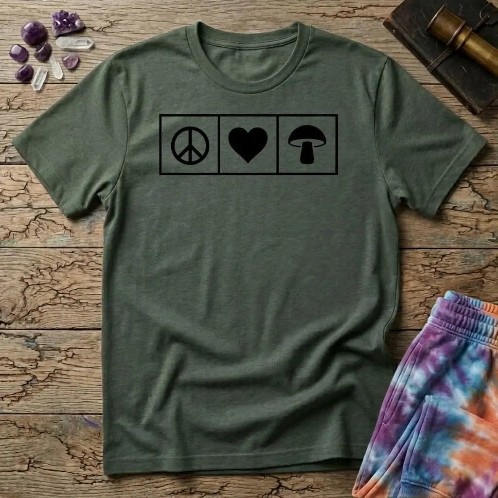 Printify T-Shirt Piece Heart Mushroom T-Shirt Mushroom Magic Mushroom T-Shirt