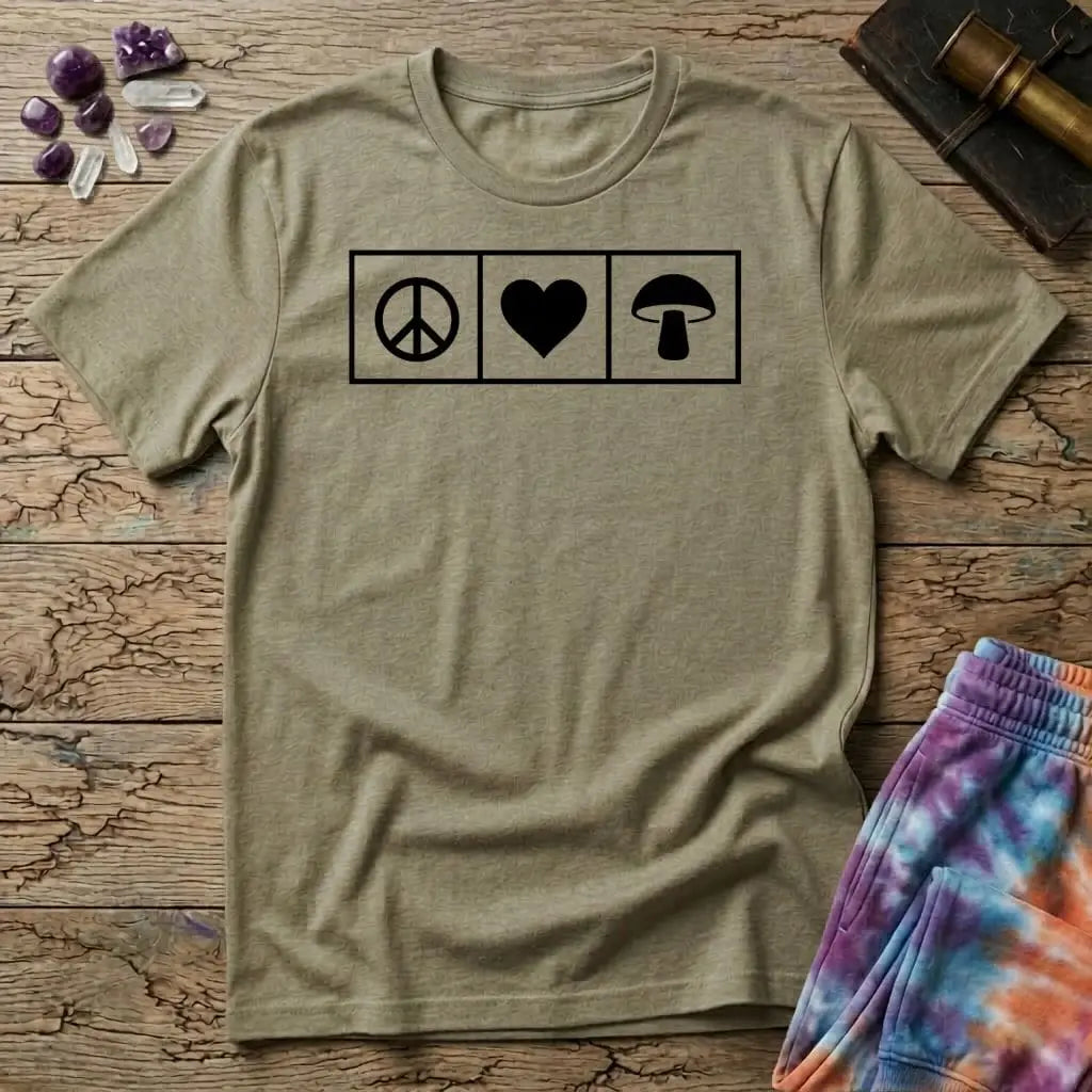 Printify T-Shirt Piece Heart Mushroom T-Shirt Mushroom Magic Mushroom T-Shirt