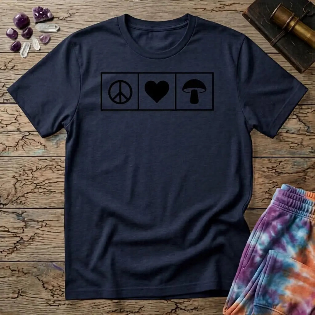 Printify T-Shirt Piece Heart Mushroom T-Shirt Mushroom Magic Mushroom T-Shirt