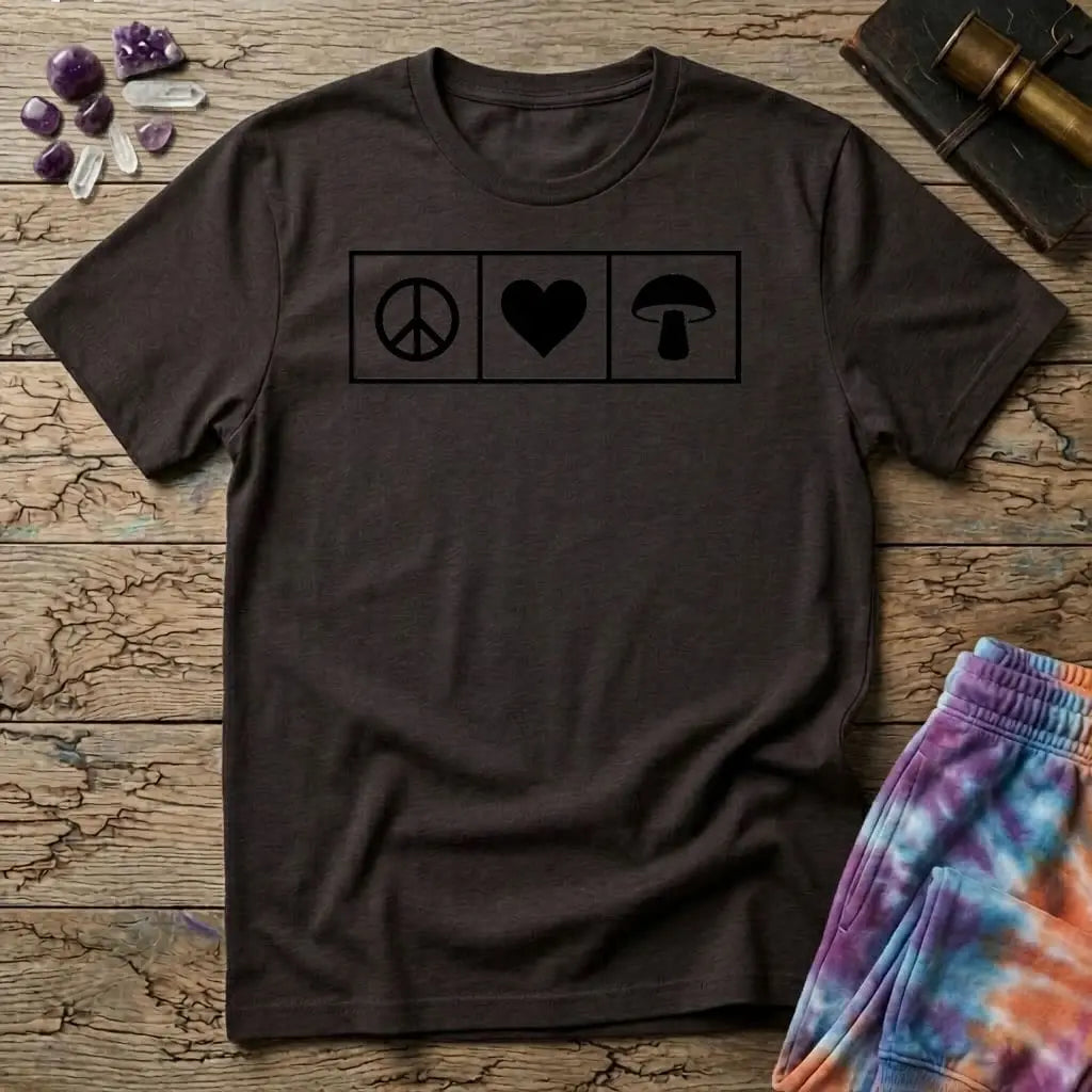 Printify T-Shirt Piece Heart Mushroom T-Shirt Mushroom Magic Mushroom T-Shirt