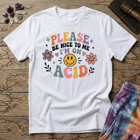 Printify T-Shirt Please Be Nice Acid T-Shirt Mushroom Magic Mushroom T-Shirt