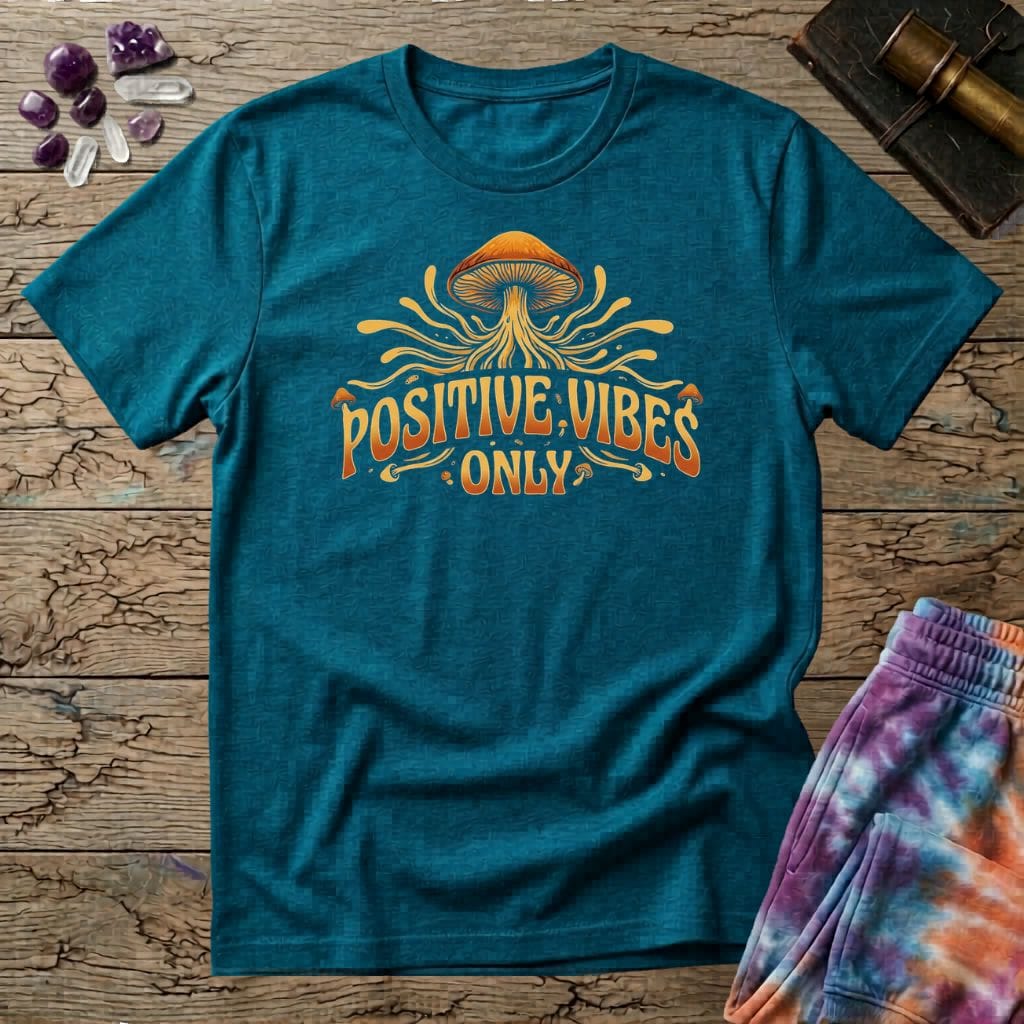 Printify T-Shirt Positive Vibes Only Mushroom T-Shirt Mushroom Magic Mushroom T-Shirt